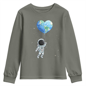 Astronaut Protect The Planet Youth Sweatshirt Earth Day Gift TS12 Military Green Print Your Wear