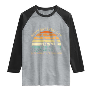 Earth Day Everyday Raglan Shirt Save And Protect Our Earth TS12 Heather Gray Black Print Your Wear