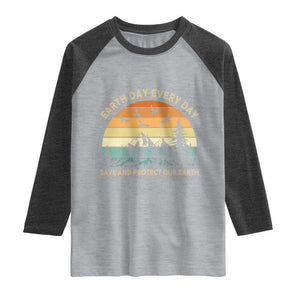 Earth Day Everyday Raglan Shirt Save And Protect Our Earth TS12 Heather Gray Heather Charcoal Print Your Wear