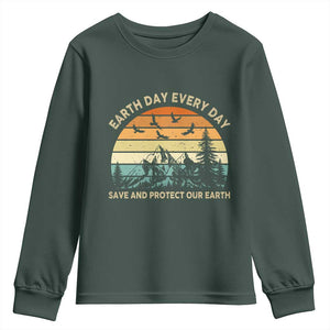 Earth Day Everyday Youth Sweatshirt Save And Protect Our Earth TS12 Dark Forest Green Print Your Wear