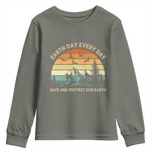 Earth Day Everyday Youth Sweatshirt Save And Protect Our Earth TS12 Military Green Print Your Wear