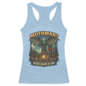 Funny Mothman Cryptid Believer Racerback Tank Top Never Heard Of Him TS12 Light Blue Print Your Wear