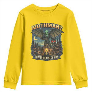 Funny Mothman Cryptid Believer Youth Sweatshirt Never Heard Of Him TS12 Daisy Print Your Wear
