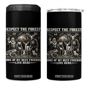 Respect The Forest My Best Friends Live Here 4 in 1 Can Cooler Tumbler Cryptid Forest Lover TS12 One Size: 16 oz Black Print Your Wear