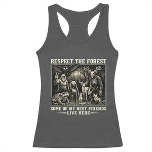 Respect The Forest My Best Friends Live Here Racerback Tank Top Cryptid Forest Lover TS12 Dark Heather Print Your Wear