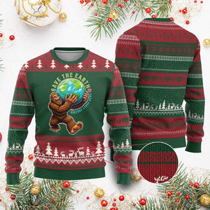 Earth Day Ugly Christmas Sweater Save The Earth Bigfoot Lives Here TS12 Red Green Print Your Wear