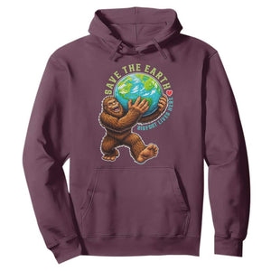 Earth Day Hoodie Save The Earth Bigfoot Lives Here TS12 Maroon Print Your Wear