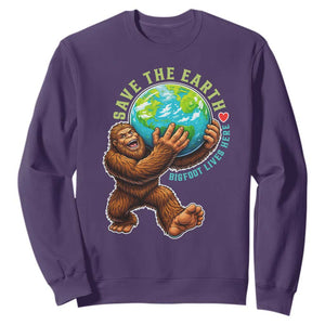 Earth Day Sweatshirt Save The Earth Bigfoot Lives Here TS12 Purple Print Your Wear