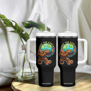 Earth Day Tumbler With Handle Save The Earth Bigfoot Lives Here TS12 Print Your Wear