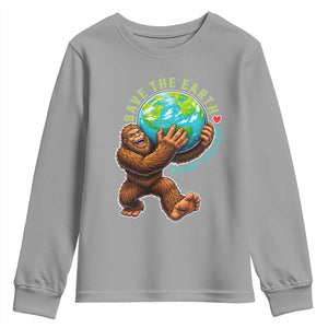 Earth Day Youth Sweatshirt Save The Earth Bigfoot Lives Here TS12 Sport Gray Print Your Wear