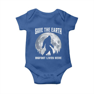 Save The Earth Bigfoot Lives Here Baby Onesie Earth Day Nature Lover TS12 Royal Blue Print Your Wear