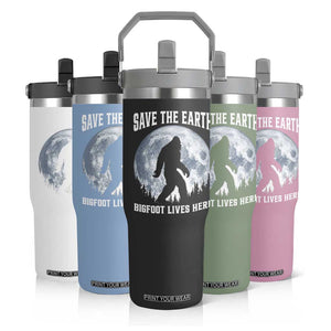 Save The Earth Bigfoot Lives Here Flip Straw Tumbler Earth Day Nature Lover TS12 Print Your Wear