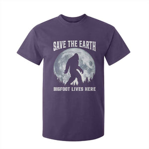 Save The Earth Bigfoot Lives Here T Shirt For Kid Earth Day Nature Lover TS12 Purple Print Your Wear