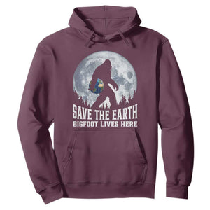Save Our Planet Nature Lover Hoodie Bigfoot Lives Here TS12 Maroon Print Your Wear