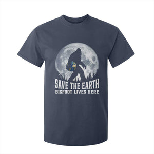 Save Our Planet Nature Lover T Shirt For Kid Bigfoot Lives Here TS12 Navy Print Your Wear
