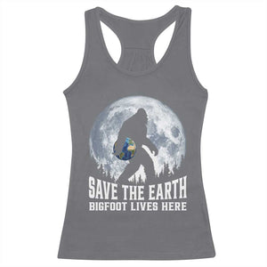Save Our Planet Nature Lover Racerback Tank Top Bigfoot Lives Here TS12 Charcoal Print Your Wear