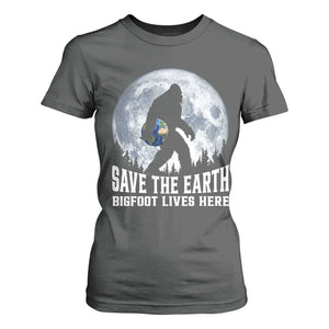 Save Our Planet Nature Lover T Shirt For Women Bigfoot Lives Here TS12 Dark Heather Print Your Wear
