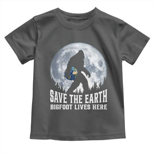 Save Our Planet Nature Lover Toddler T Shirt Bigfoot Lives Here TS12 Dark Heather Print Your Wear