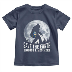 Save Our Planet Nature Lover Toddler T Shirt Bigfoot Lives Here TS12 Navy Print Your Wear