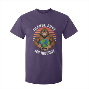 Funny Earth Day Bigfoot T Shirt For Kid Please Save My Hideout TS12 Purple Print Your Wear