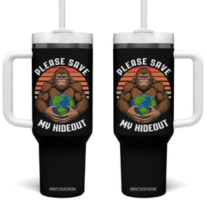 Funny Earth Day Bigfoot Tumbler With Handle Please Save My Hideout TS12 One Size: 40 oz Black Print Your Wear