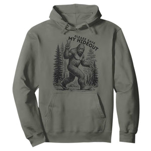 Please Save My Hideout Hoodie Bigfoot Forest Protector TS12 Military Green Print Your Wear