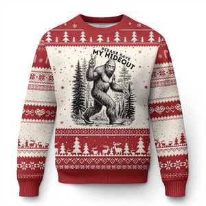 Please Save My Hideout Ugly Christmas Sweater Bigfoot Forest Protector TS12 Beige Red Print Your Wear