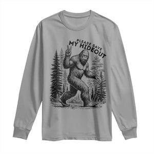 Please Save My Hideout Long Sleeve Shirt Bigfoot Forest Protector TS12 Sport Gray Print Your Wear