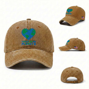 There Is No Planet B Washed Cotton Baseball Cap Earth Day Nature Lover Gift TS12 Washed Cap Universal Fit Yellow Ochre Print Your Wear