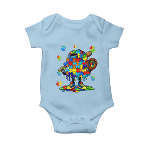 Autism Acceptance Baseball Baby Onesie Colorful Drip Graphic Neurodiversity Support TS12 Light Blue Print Your Wear