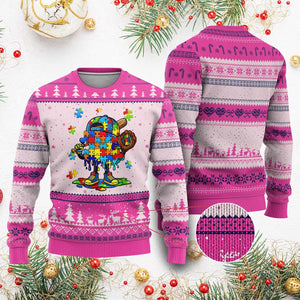 Autism Acceptance Baseball Ugly Christmas Sweater Colorful Drip Graphic Neurodiversity Support TS12 Hot Pink Print Your Wear