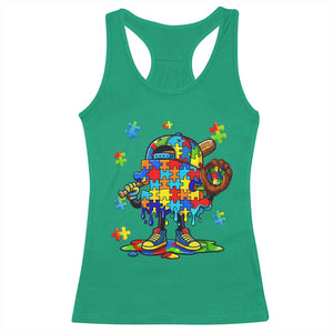 Autism Acceptance Baseball Racerback Tank Top Colorful Drip Graphic Neurodiversity Support TS12 Irish Green Print Your Wear