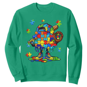 Autism Acceptance Baseball Sweatshirt Colorful Drip Graphic Neurodiversity Support TS12 Irish Green Print Your Wear