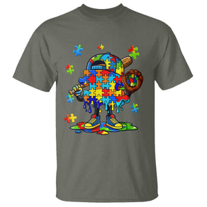 Autism Acceptance Baseball T Shirt Colorful Drip Graphic Neurodiversity Support TS12 Military Green Print Your Wear