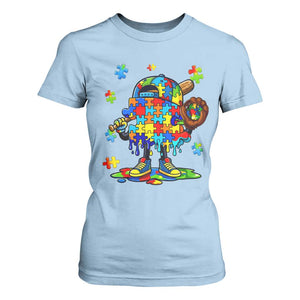 Autism Acceptance Baseball T Shirt For Women Colorful Drip Graphic Neurodiversity Support TS12 Light Blue Print Your Wear