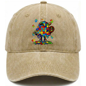 Autism Acceptance Baseball Washed Cotton Baseball Cap Colorful Drip Graphic Neurodiversity Support TS12 Print Your Wear