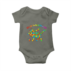 Autism Acceptance Baseball Cat Baby Onesie It Is Ok To Be Different TS12 Military Green Print Your Wear