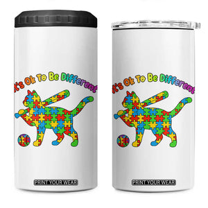 Autism Acceptance Baseball Cat 4 in 1 Can Cooler Tumbler It Is Ok To Be Different TS12 One Size: 16 oz White Print Your Wear