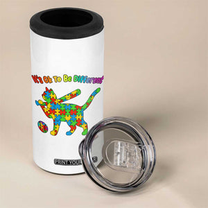 Autism Acceptance Baseball Cat 4 in 1 Can Cooler Tumbler It Is Ok To Be Different TS12 Print Your Wear