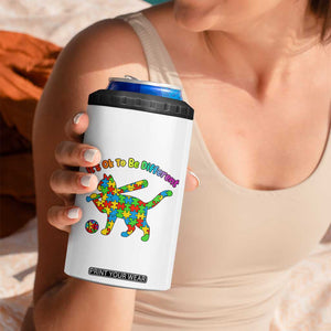 Autism Acceptance Baseball Cat 4 in 1 Can Cooler Tumbler It Is Ok To Be Different TS12 Print Your Wear