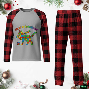 Autism Acceptance Baseball Cat Plaid Pajama Set It Is Ok To Be Different TS12 Buffalo Plaid Print Your Wear