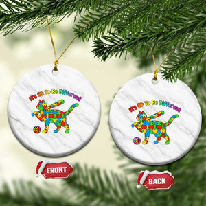 Autism Acceptance Baseball Cat Ceramic Ornament It Is Ok To Be Different TS12 1pc White Marble Print Your Wear