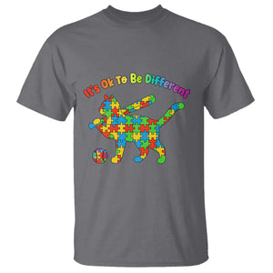 Autism Acceptance Baseball Cat T Shirt It Is Ok To Be Different TS12 Charcoal Print Your Wear