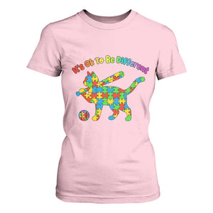 Autism Acceptance Baseball Cat T Shirt For Women It Is Ok To Be Different TS12 Light Pink Print Your Wear