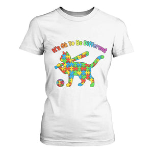 Autism Acceptance Baseball Cat T Shirt For Women It Is Ok To Be Different TS12 White Print Your Wear