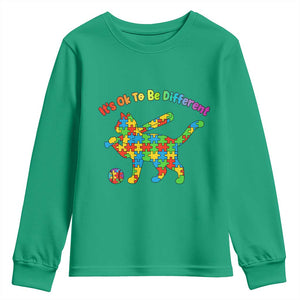 Autism Acceptance Baseball Cat Youth Sweatshirt It Is Ok To Be Different TS12 Irish Green Print Your Wear