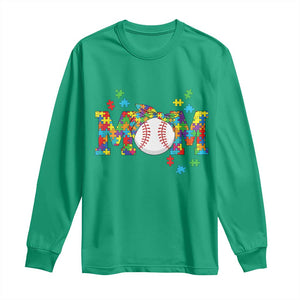 Autism Acceptance Baseball Mom Long Sleeve Shirt Proud Mom Inclusive Support Graphic TS12 Irish Green Print Your Wear