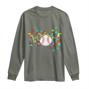 Autism Acceptance Baseball Mom Long Sleeve Shirt Proud Mom Inclusive Support Graphic TS12 Military Green Print Your Wear