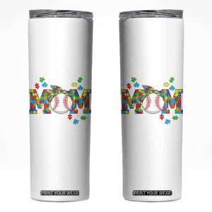 Autism Acceptance Baseball Mom Skinny Tumbler Proud Mom Inclusive Support Graphic TS12 White Print Your Wear