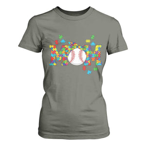 Autism Acceptance Baseball Mom T Shirt For Women Proud Mom Inclusive Support Graphic TS12 Military Green Print Your Wear